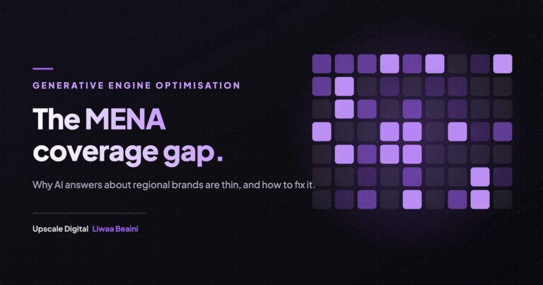 The MENA Coverage Gap: Why AI Search Gets Regional Brands Wrong 2 Grid of unevenly lit tiles representing patchy AI training coverage across MENA markets